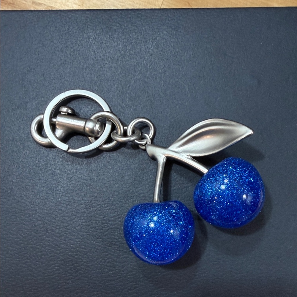 Coach Blue Cherry Glitter Keychain